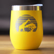Giraffe Sunset - Wine Tumbler Glass with Sliding Lid - Stainless Steel Insulated Mug - Unique Safari Gifts for Women and Men