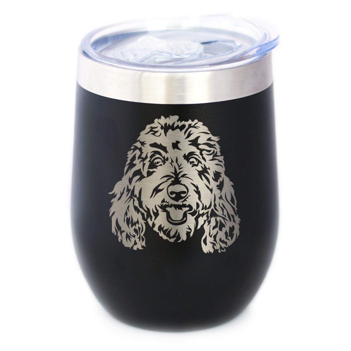 Golden Doodle Face - Wine Tumbler Cup with Sliding Lid - Stainless Steel Insulated Mug - Goldendoodle Gifts for Women &amp; Men