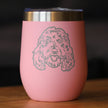 Golden Doodle Face - Wine Tumbler Cup with Sliding Lid - Stainless Steel Insulated Mug - Goldendoodle Gifts for Women & Men
