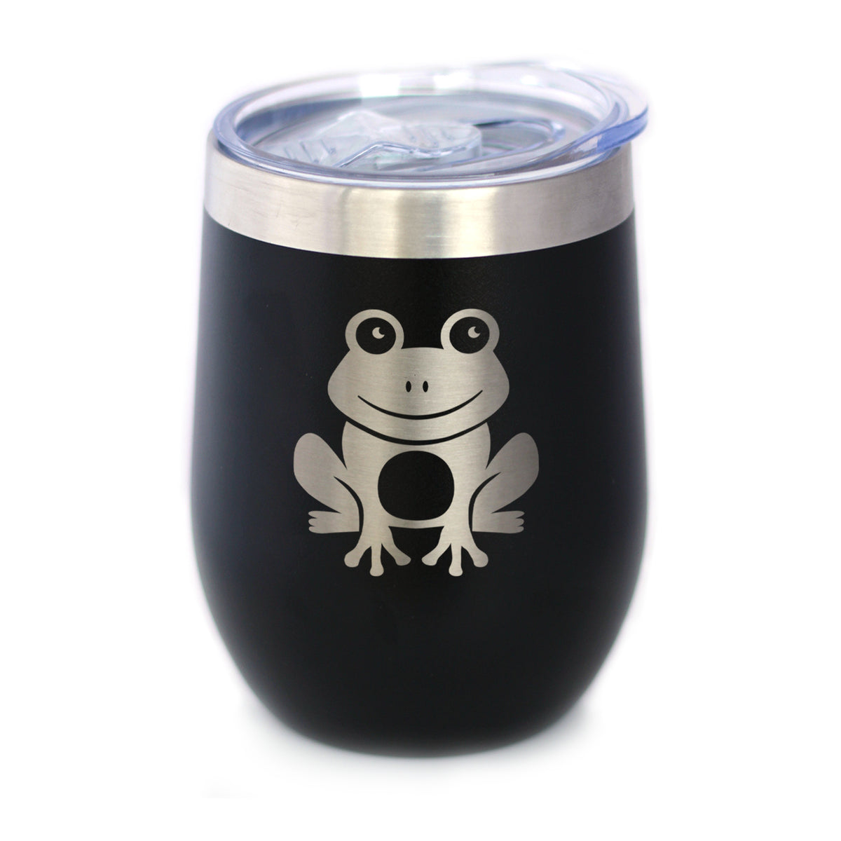 Happy Frog - Wine Tumbler Glass with Sliding Lid - Stainless Steel Insulated Mug - Unique Frog Gifts for Women and Men