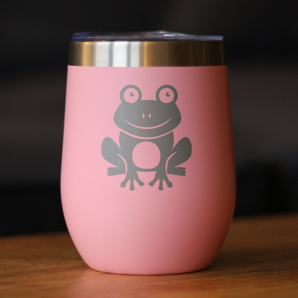 Happy Frog - Wine Tumbler Glass with Sliding Lid - Stainless Steel