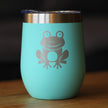 Happy Frog - Wine Tumbler Glass with Sliding Lid - Stainless Steel Insulated Mug - Unique Frog Gifts for Women and Men