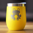 Happy Frog - Wine Tumbler Glass with Sliding Lid - Stainless Steel Insulated Mug - Unique Frog Gifts for Women and Men