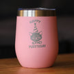 Happy Purrthday - Wine Tumbler Glass with Sliding Lid - Stainless Steel Insulated Mug - Unique Cat Birthday Gifts for Women and Men