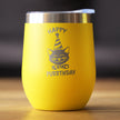 Happy Purrthday - Wine Tumbler Glass with Sliding Lid - Stainless Steel Insulated Mug - Unique Cat Birthday Gifts for Women and Men