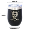 Hockey Skull Insulated Wine Tumbler with Sliding Lid Hockey Gifts for Coach or Players 12oz Stainless Steel Tumbler