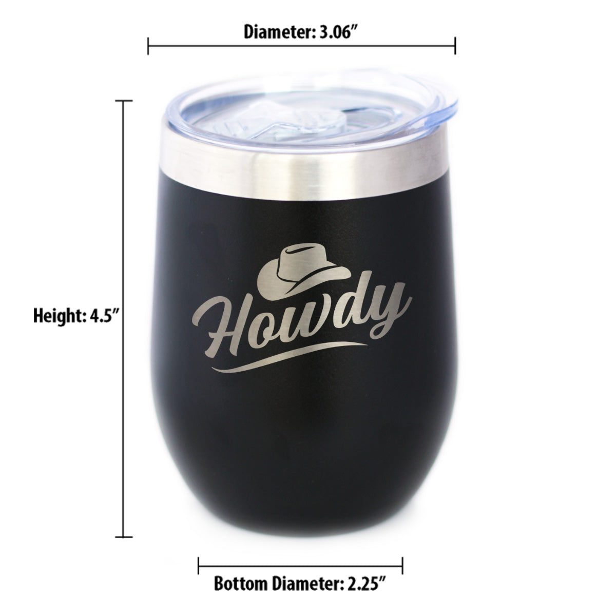Howdy Insulated Wine Tumbler with Sliding Lid Country Western Decor for Home 12oz Stainless Steel Tumbler