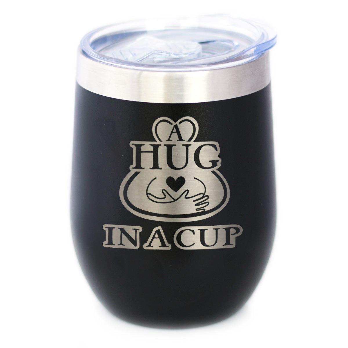 Hug in a Cup - Wine Tumbler Cup with Sliding Lid - Stainless Steel Insulated Mug - Sympathy Gifts for Comfort and Encouragement