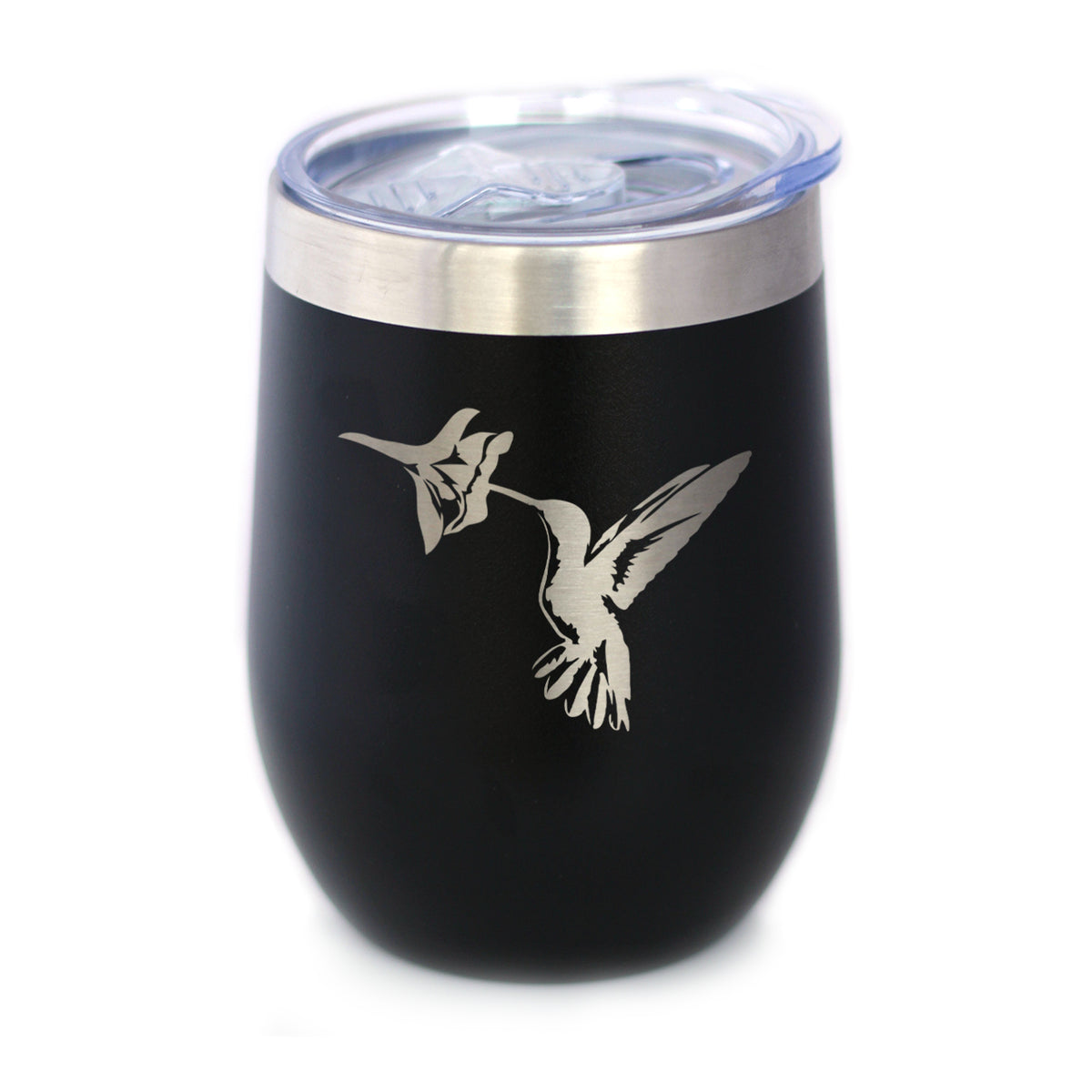 Hummingbird - Wine Tumbler Glass with Sliding Lid - Stainless Steel Insulated Mug - Hummingbird Gifts and Decor for Women and Men