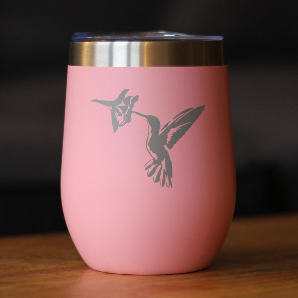 Hummingbird - Wine Tumbler Glass with Sliding Lid - Stainless Steel Insulated Mug - Hummingbird Gifts and Decor for Women and Men