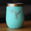 Hummingbird - Wine Tumbler Glass with Sliding Lid - Stainless Steel Insulated Mug - Hummingbird Gifts and Decor for Women and Men
