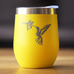 Hummingbird - Wine Tumbler Glass with Sliding Lid - Stainless Steel Insulated Mug - Hummingbird Gifts and Decor for Women and Men