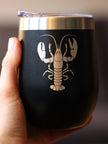 Lobster Insulated Wine Tumbler with Sliding Lid Lobster Gifts, Maine Souvenirs and Decor 12oz Stainless Steel Tumbler