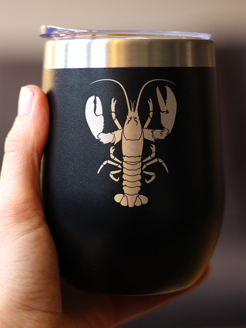 Lobster Insulated Wine Tumbler with Sliding Lid Lobster Gifts, Maine Souvenirs and Decor 12oz Stainless Steel Tumbler