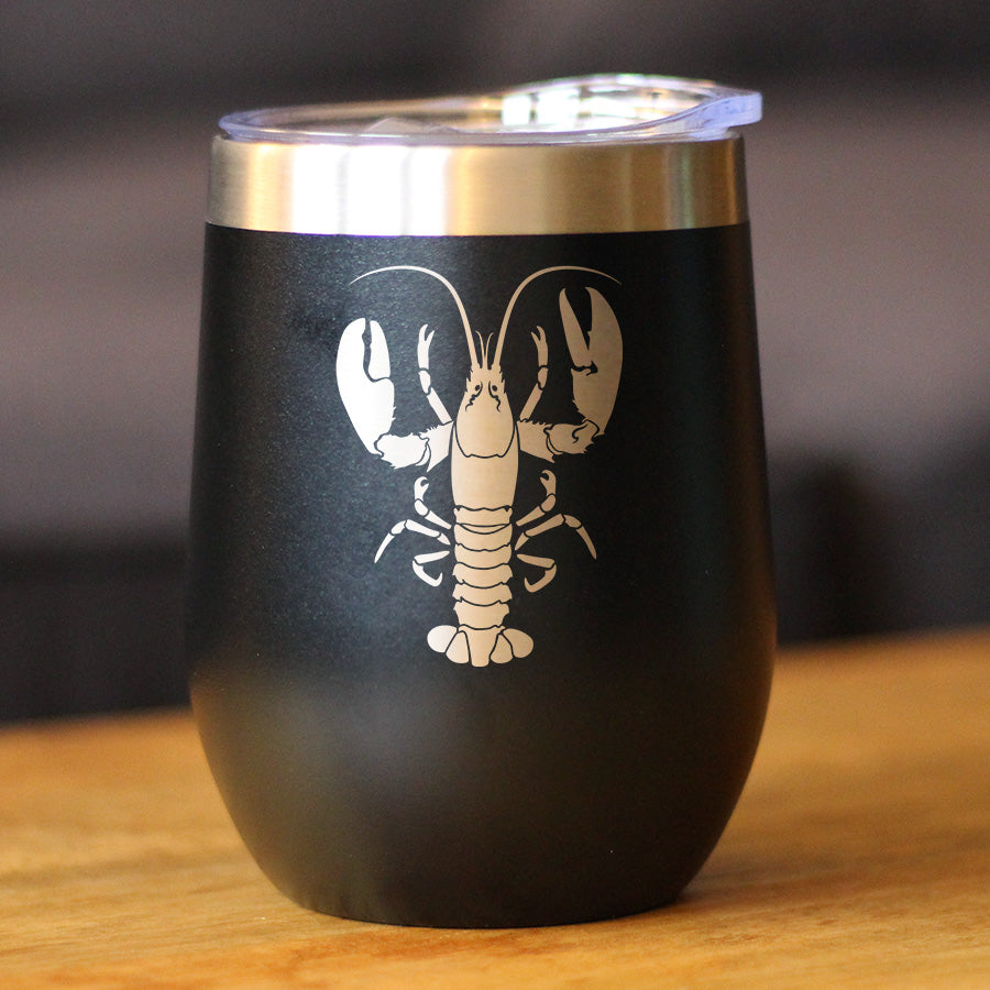 Lobster Insulated Wine Tumbler with Sliding Lid Lobster Gifts, Maine Souvenirs and Decor 12oz Stainless Steel Tumbler