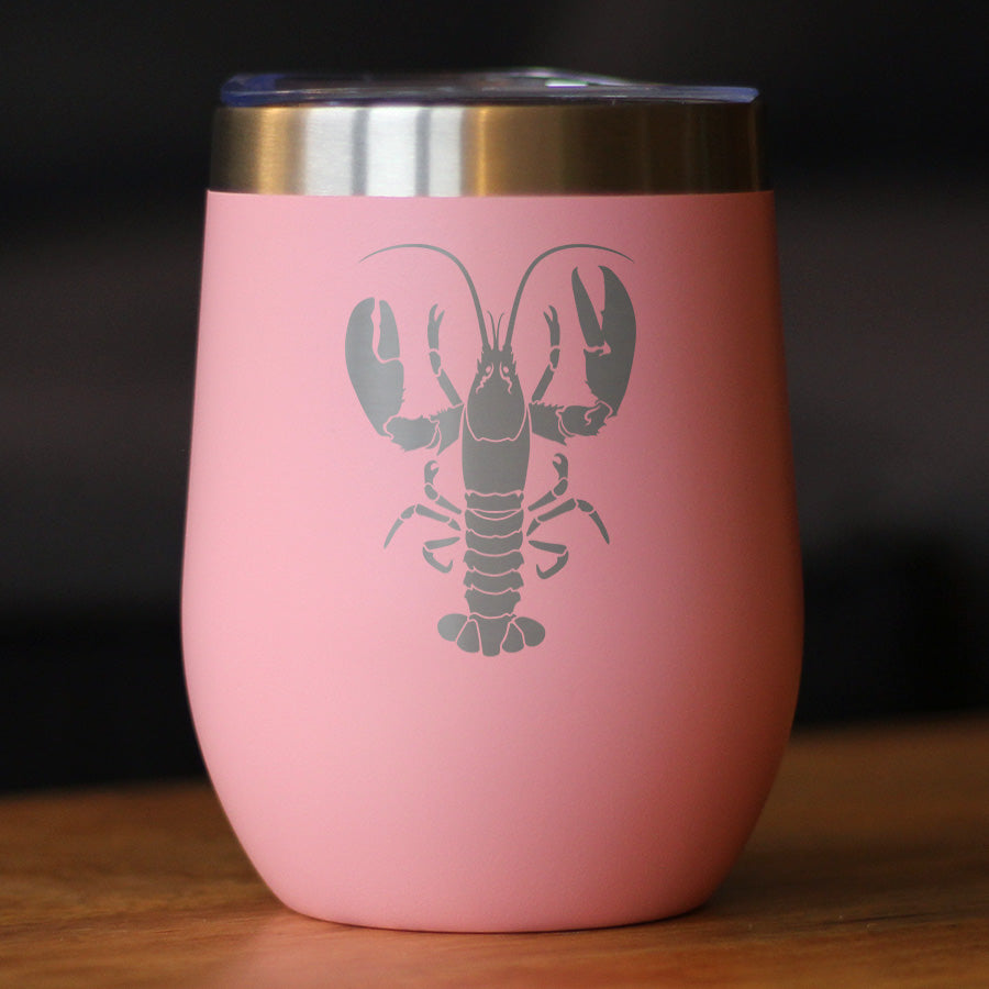 Lobster Insulated Wine Tumbler with Sliding Lid Lobster Gifts, Maine Souvenirs and Decor 12oz Stainless Steel Tumbler