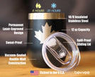 Canada Maple Leaf - Wine Tumbler Glass with Sliding Lid - Stainless Steel Insulated Mug - Canadian Flag Gifts and Decor for Women and Men