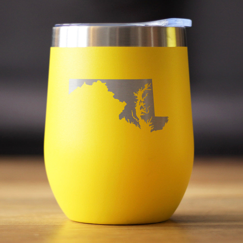 Maryland State Outline - Wine Tumbler