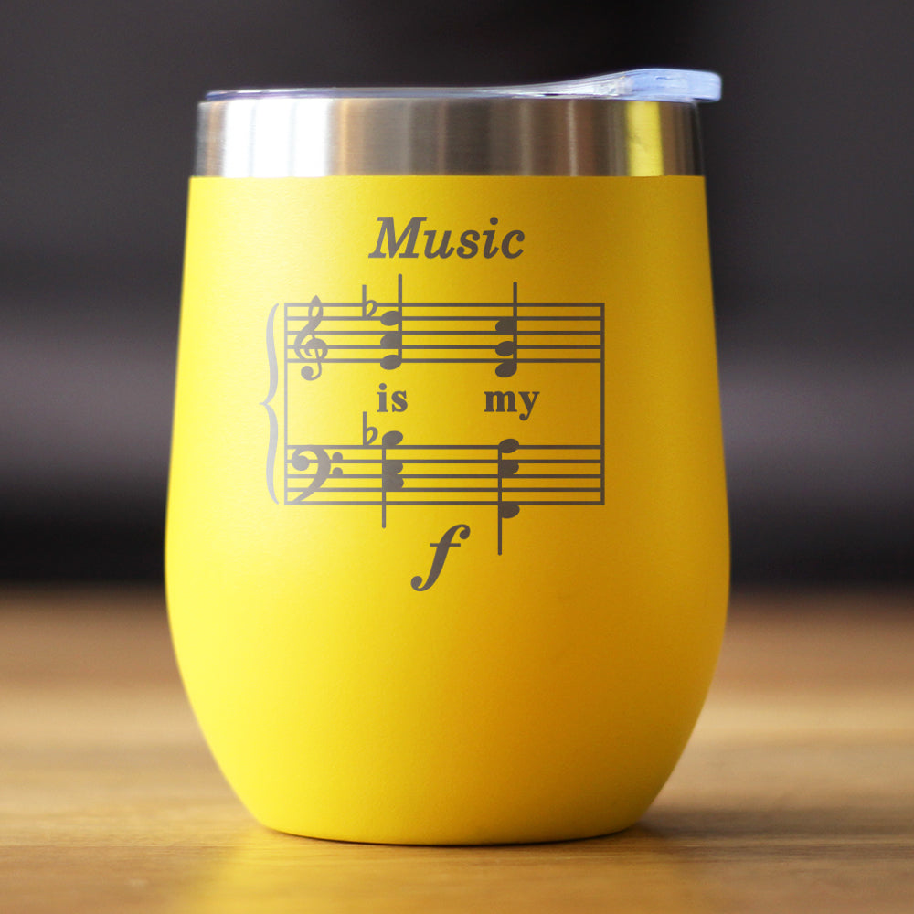 Music is My Forte - Wine Tumbler Glass with Sliding Lid