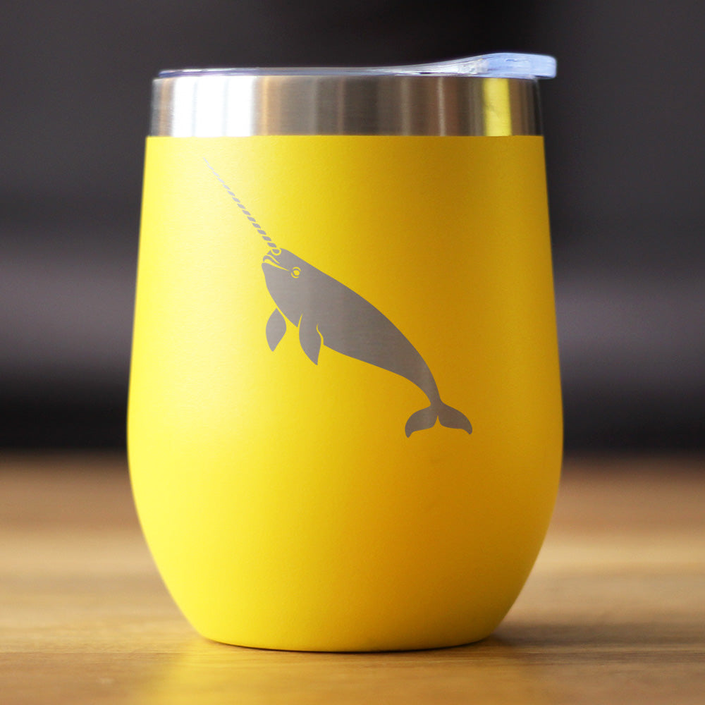 Narwhal Insulated Wine Tumbler with Sliding Lid Cute Narwhal Gifts 12oz Stainless Steel Tumbler