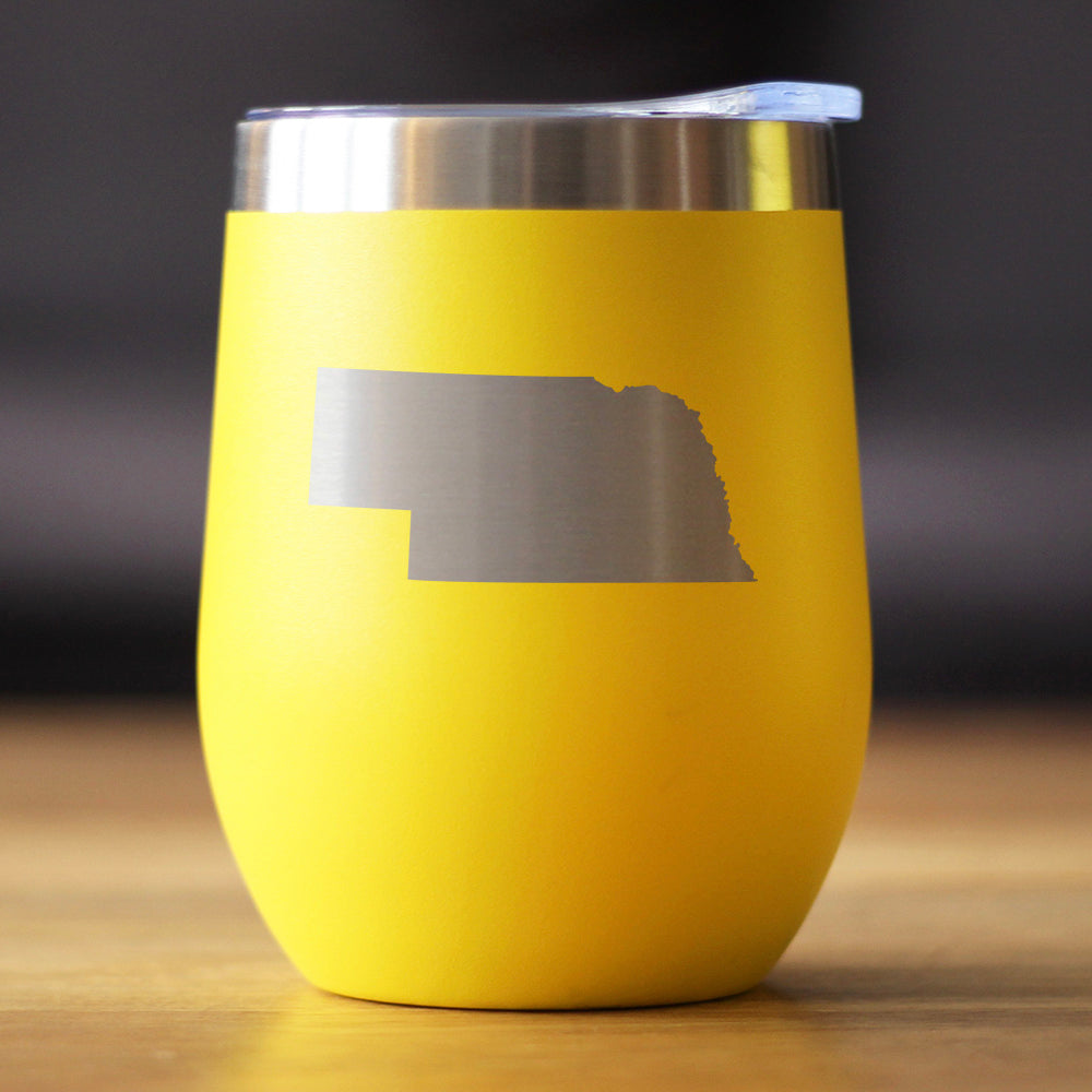 Nebraska State Outline - Wine Tumbler