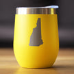 New Hampshire State Outline - Wine Tumbler Glass with Sliding Lid - Stainless Steel Insulated Mug - New Hampshire Gifts for Women and Men