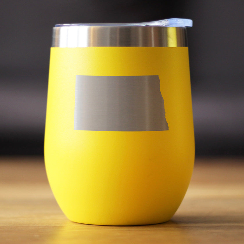 North Dakota State Outline - Wine Tumbler