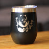 Panda - Wine Tumbler Glass with Sliding Lid - Stainless Steel Insulated Mug - Unique Panda Bear Gifts for Women and Men