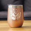 Panda - Wine Tumbler Glass with Sliding Lid - Stainless Steel Insulated Mug - Unique Panda Bear Gifts for Women and Men