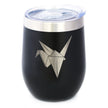 Origami Paper Crane Insulated Wine Tumbler with Sliding Lid Japanese Decor and Gifts 12oz Stainless Steel Tumbler