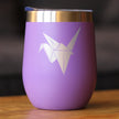 Origami Paper Crane Insulated Wine Tumbler with Sliding Lid Japanese Decor and Gifts 12oz Stainless Steel Tumbler