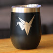 Origami Paper Crane Insulated Wine Tumbler with Sliding Lid Japanese Decor and Gifts 12oz Stainless Steel Tumbler