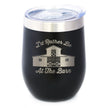 Rather Be At Barn - Wine Tumbler Cup with Sliding Lid - Stainless Steel Insulated Mug - Farmhouse Gifts & Decor