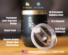 Rooster - Wine Tumbler Glass with Sliding Lid - Stainless Steel Insulated Mug - Chicken Gifts and Farm Decor for Women and Men