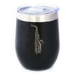 Saxophone Insulated Wine Tumbler with Sliding Lid Gifts for Musicians 12oz Stainless Steel Tumbler