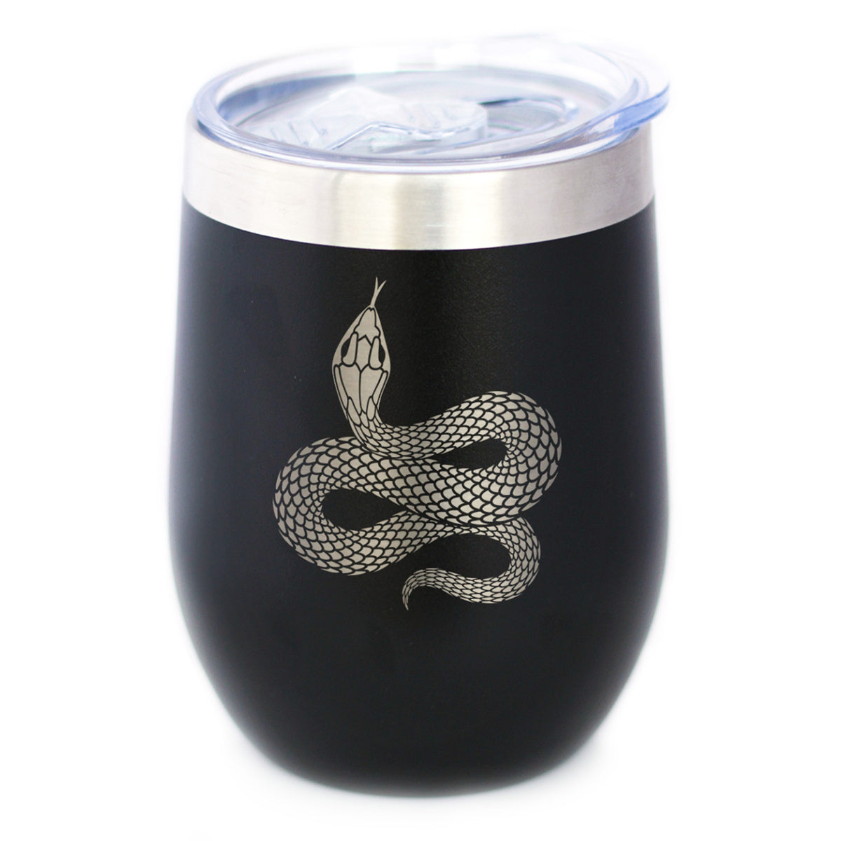 Snake - Insulated Wine Tumbler with Sliding Lid - Reptile Decor and Gifts for Snake Lovers - 12oz Stainless Steel Tumbler
