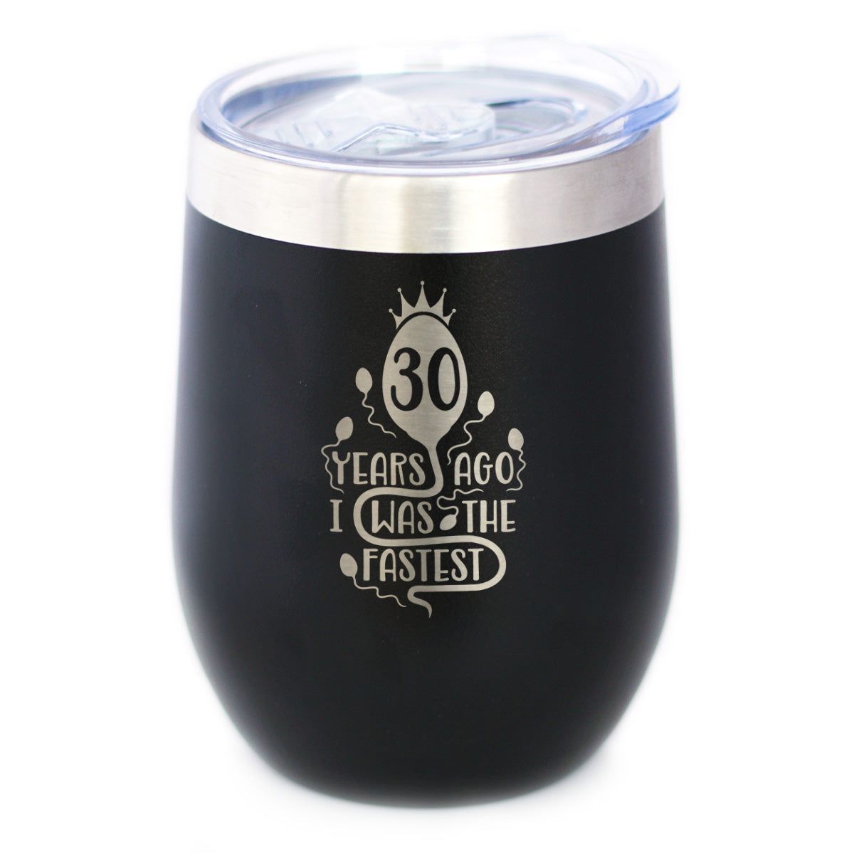 30 Years Ago I Was the Fastest - Wine Tumbler Cup with Sliding Lid - Stainless Steel Insulated Mug - Funny 30th Birthday Gifts for Women and Men Turning 30