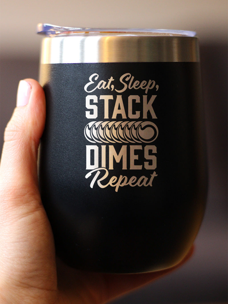 Stack Dimes - Wine Tumbler Cup with Sliding Lid - Stainless Steel Insulated Mug - Welding Gifts for Welders