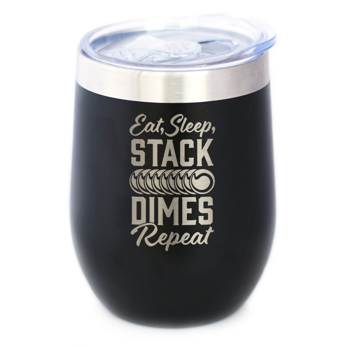 Stack Dimes - Wine Tumbler Cup with Sliding Lid - Stainless Steel Insulated Mug - Welding Gifts for Welders