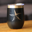 Starfish - Wine Tumbler Glass with Sliding Lid - Stainless Steel Insulated Mug - Unique Ocean Gifts for Women and Men