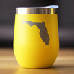 Florida State Outline - Wine Tumbler Glass with Sliding Lid - Stainless Steel Insulated Mug - State Themed Outdoor Camping Gifts For Floridians