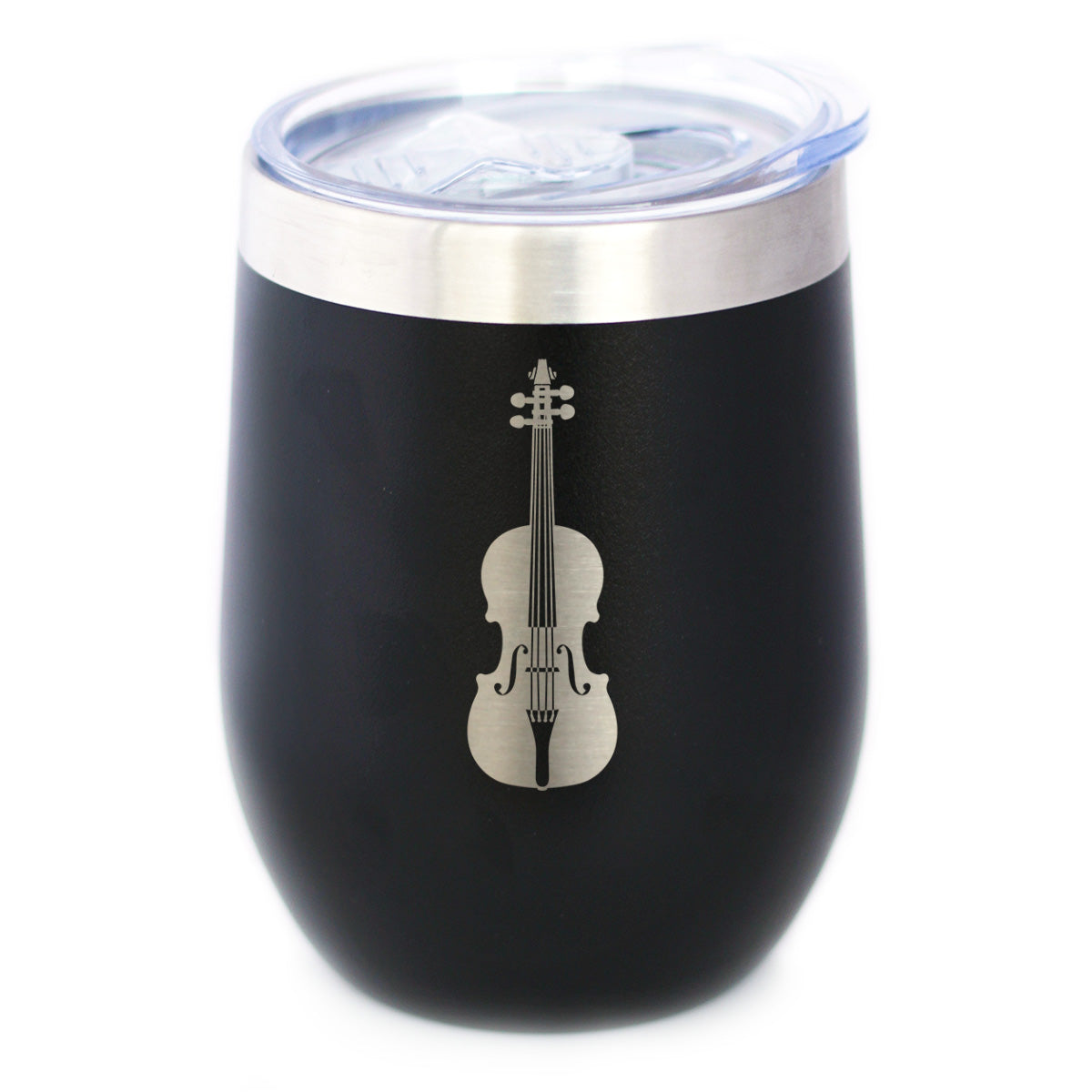 Violin - Wine Tumbler Cup with Sliding Lid - Stainless Steel Insulated Mug - Orchestra Gifts for Violinists