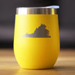 Virginia State Outline - Wine Tumbler Glass with Sliding Lid - Stainless Steel Insulated Mug - Virginia Gifts for Women and Men Virginians