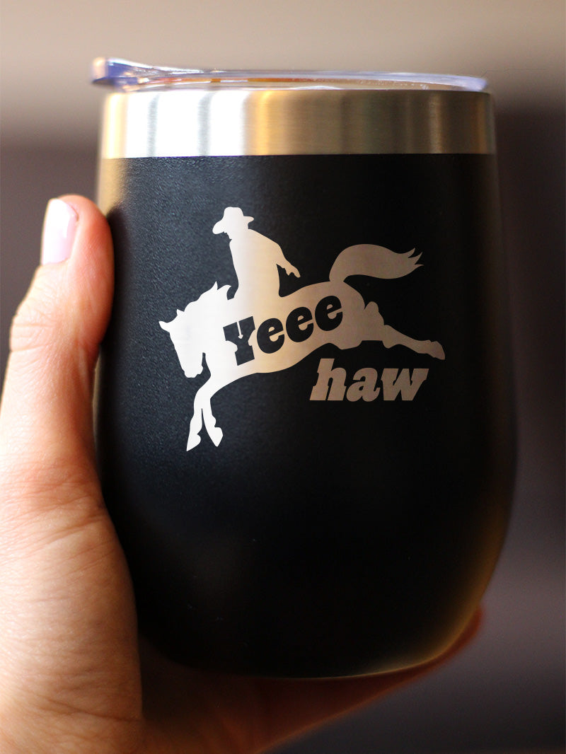 Yeehaw Insulated Wine Tumbler with Sliding Lid Rodeo Party Decorations &amp; Western Home Decor 12oz Stainless Steel Tumbler