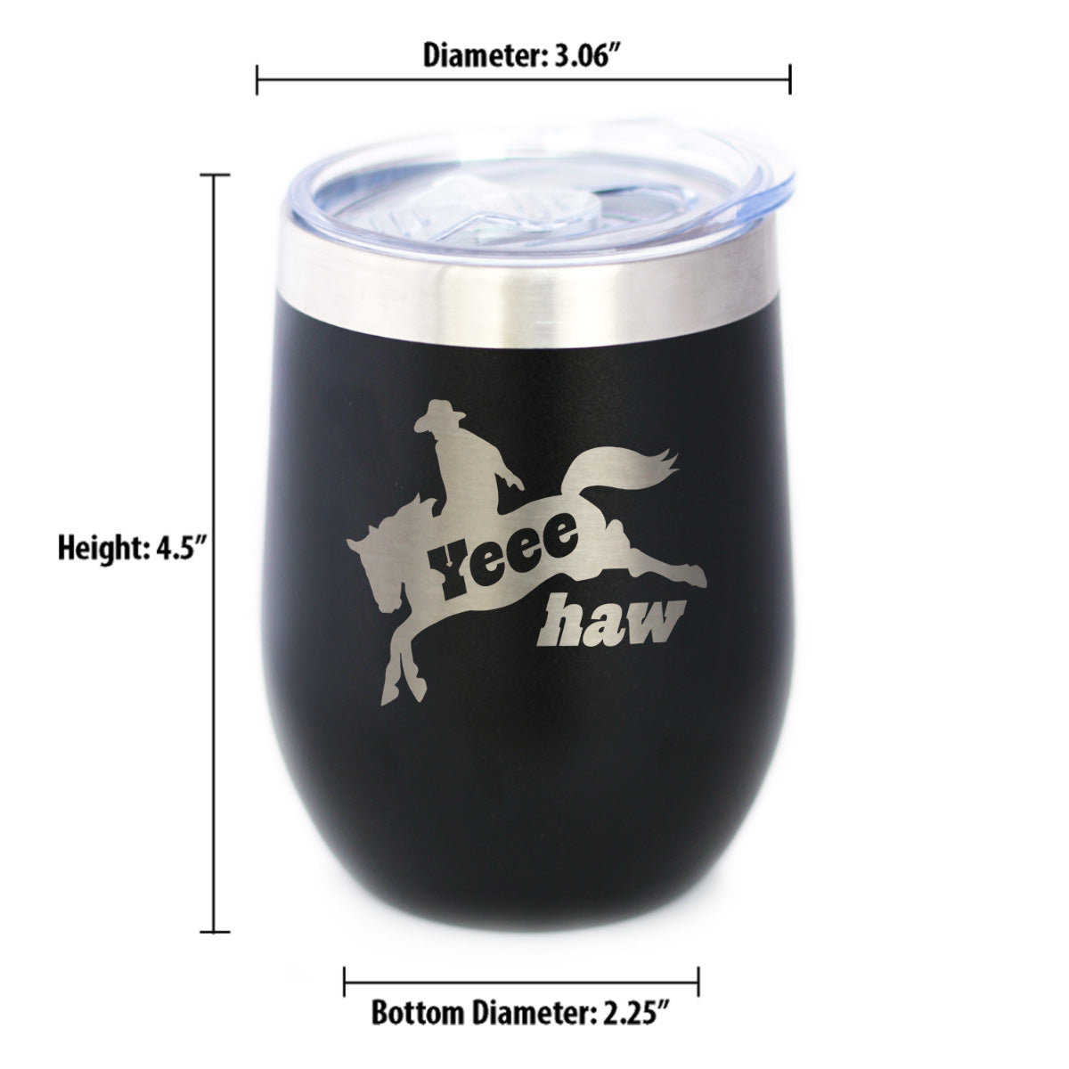 Yeehaw Insulated Wine Tumbler with Sliding Lid Rodeo Party Decorations &amp; Western Home Decor 12oz Stainless Steel Tumbler