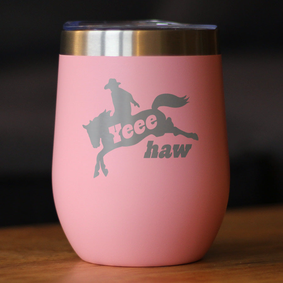 Yeehaw Insulated Wine Tumbler with Sliding Lid Rodeo Party Decorations &amp; Western Home Decor 12oz Stainless Steel Tumbler