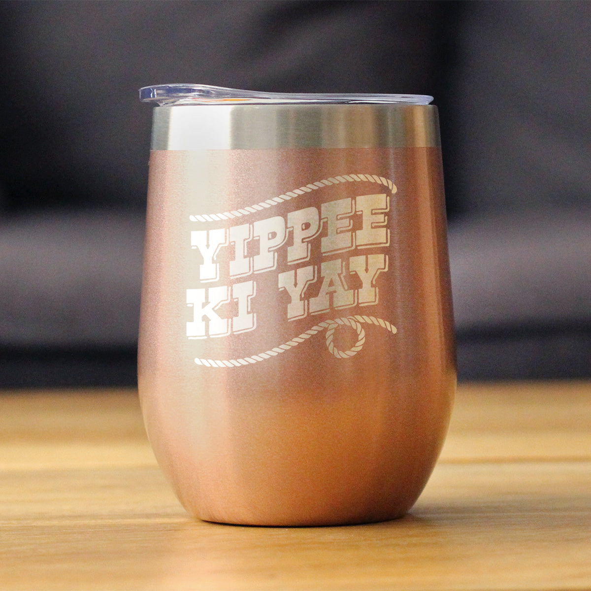 Yippee Ki Yay Insulated Wine Tumbler with Sliding Lid Country Western Home Decor 12oz Stainless Steel Tumbler