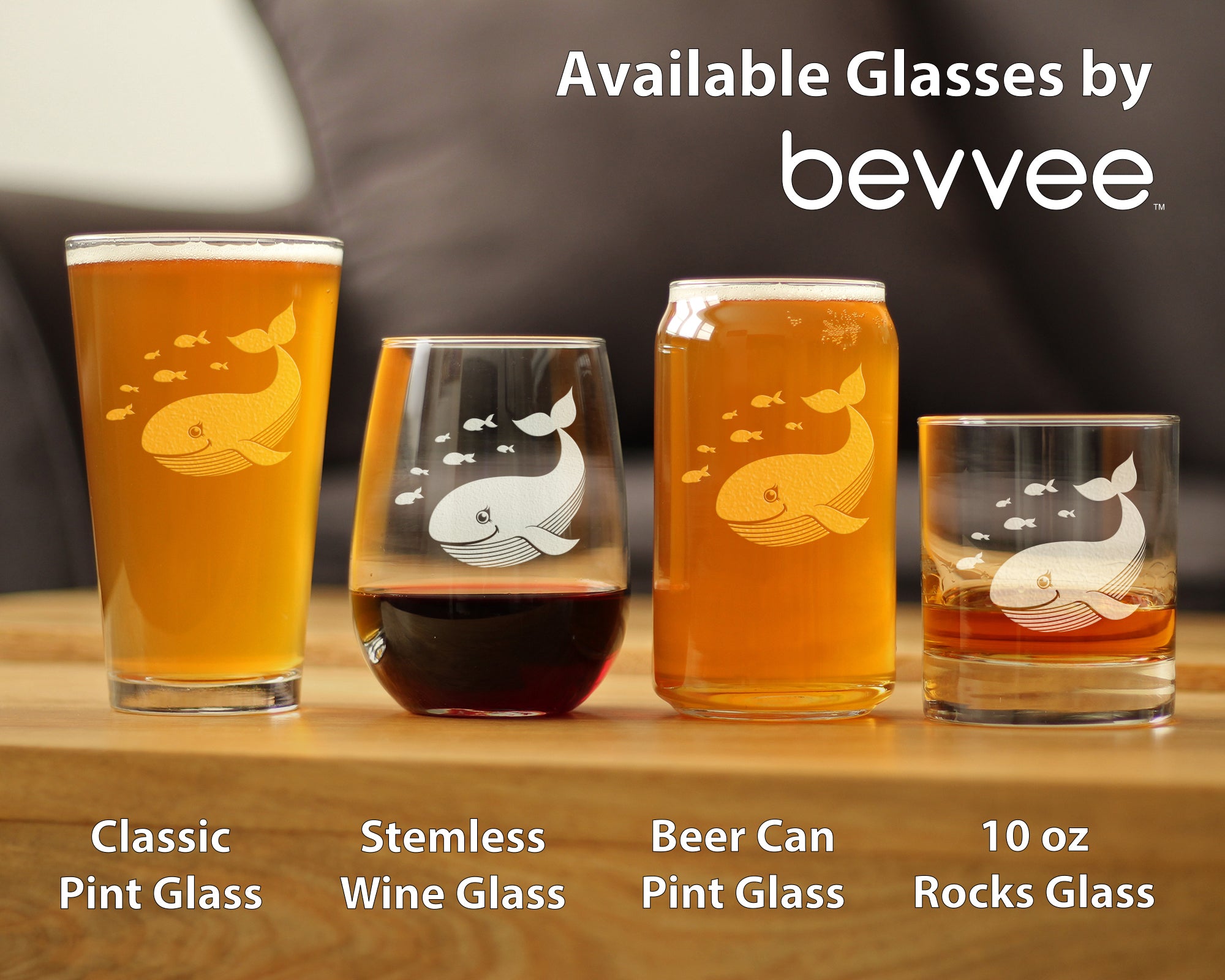 Cute Whale Beer Can Pint Glass - Beach Themed Decor and Gifts for Whale Lovers - 16 Oz Glasses