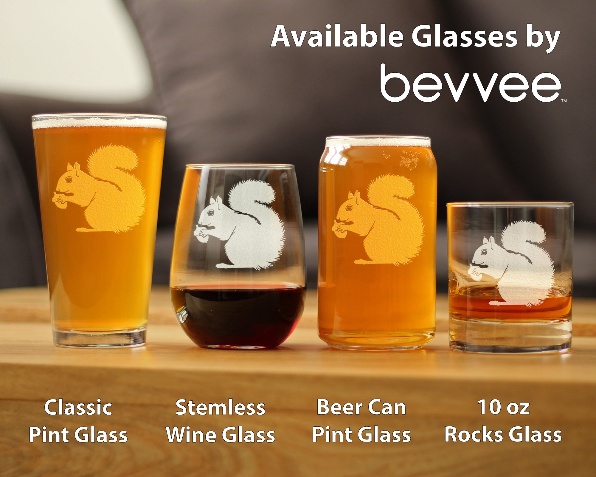 Squirrel Beer Can Pint Glass - Squirrel Gifts and Decor with Squirrels - 16 Oz Glasses