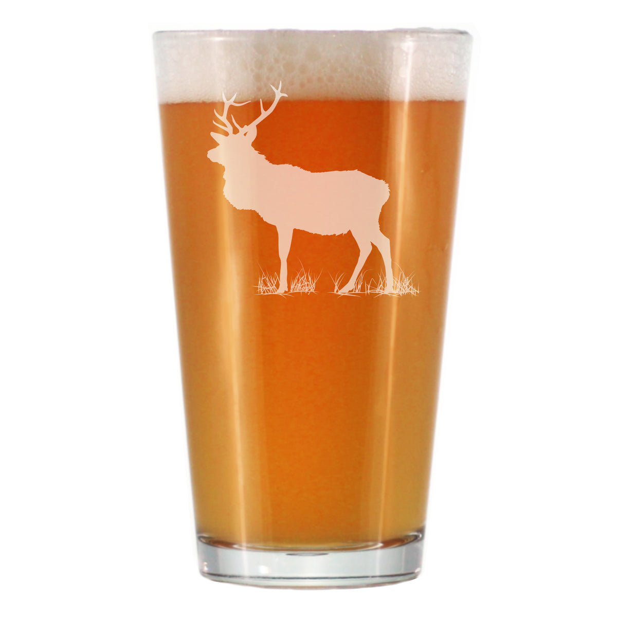 Elk Engraved Pint Glass - Single-Layer Engraving - 16 oz